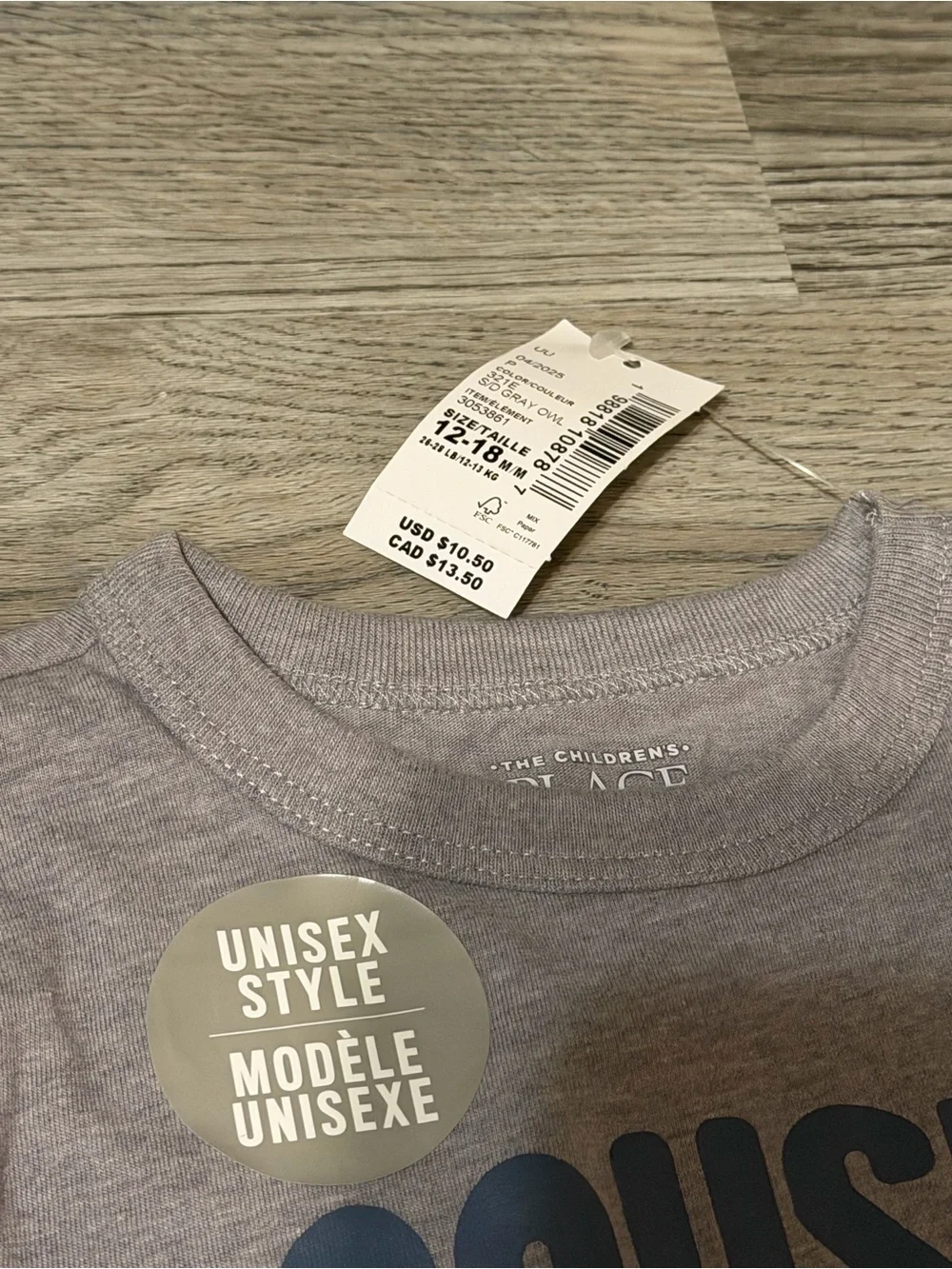 The Children's Place Gray Tee with Navy 'Cousin Crew' Graphic